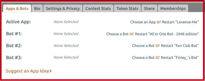 Configurar aplicaciones y bots en Chaturbate