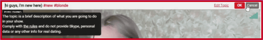 Cambio de tema en la sala de chat de modelos web en Amateur Tv