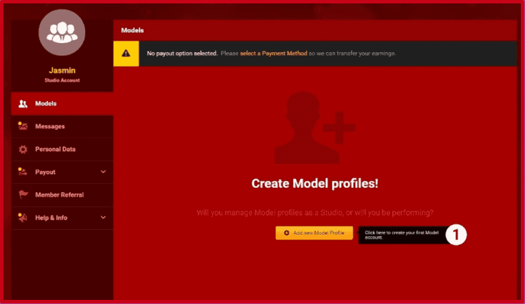 Crear una cuenta modelo en LiveJasmin Studio